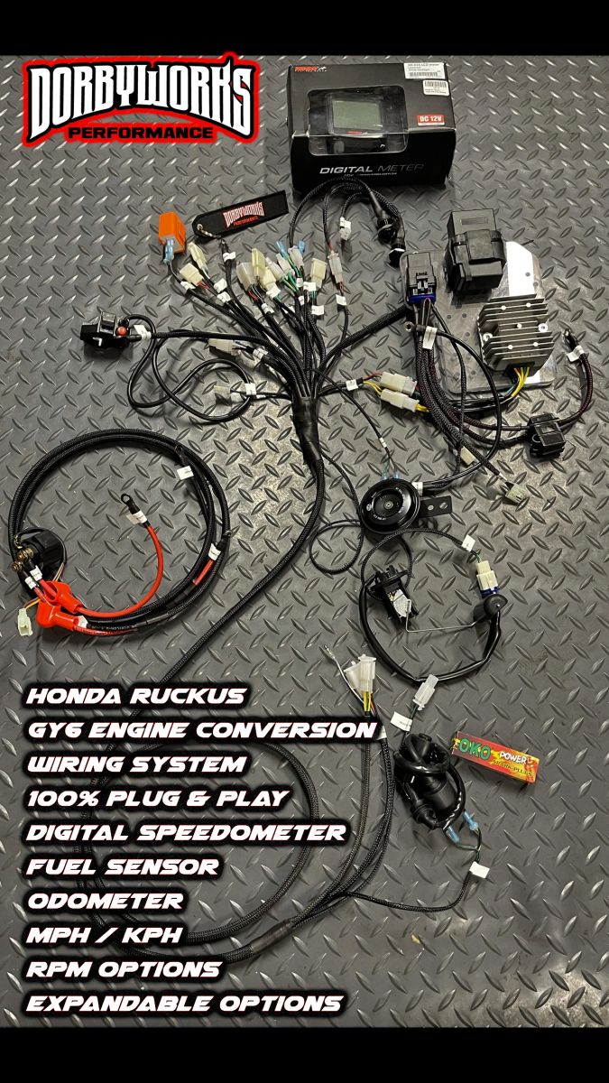 HONDA RUCKUS GY6 Conversion Complete Wiring System Includes Digital Speedometer Plug & play